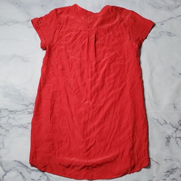 FRAME Denim Blood Orange Silk Lace-Up Dress - Picture 6 of 7